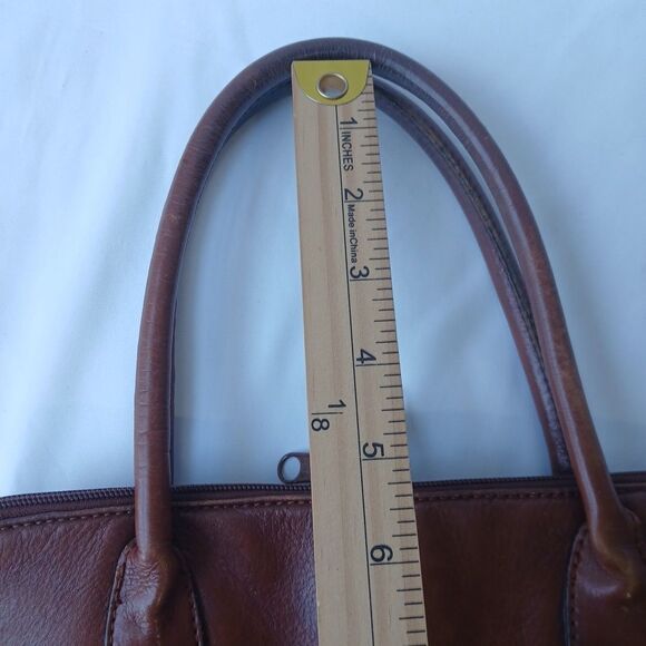 Dillards Woven Insert Brown Leather Bag Satchel Purse Vintage 90s Y2K - Picture 13 of 13